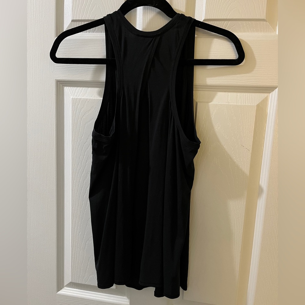 Lululemon Womens 6 black open back tank top cotton blend EUC